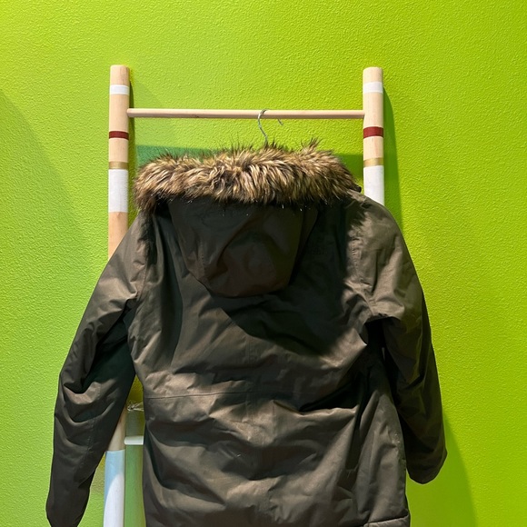 Green Puffer Jacket with Faux Fur Hood - Picture 2 of 2